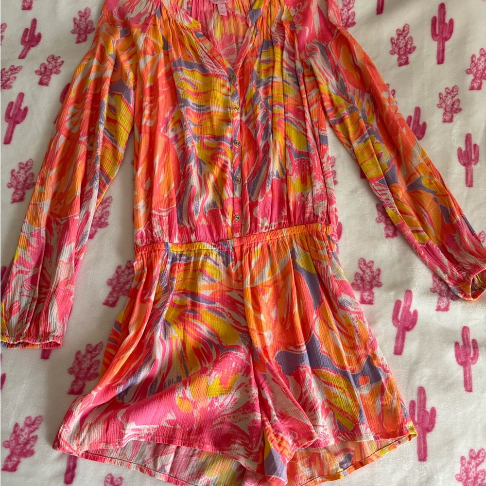 Lilly Pulitzer Vibrant Pink and Orange Romper